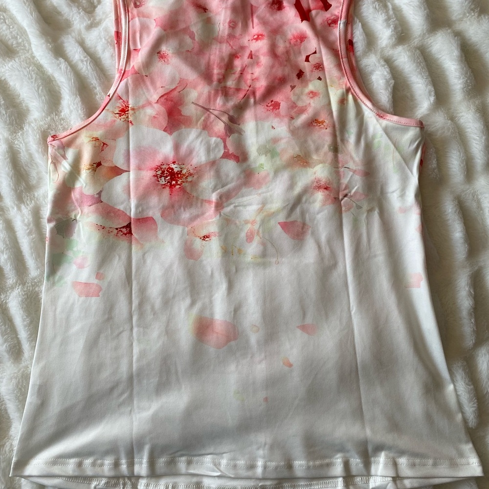 Floral Pink and White Women's Top - Picture 6 of 9